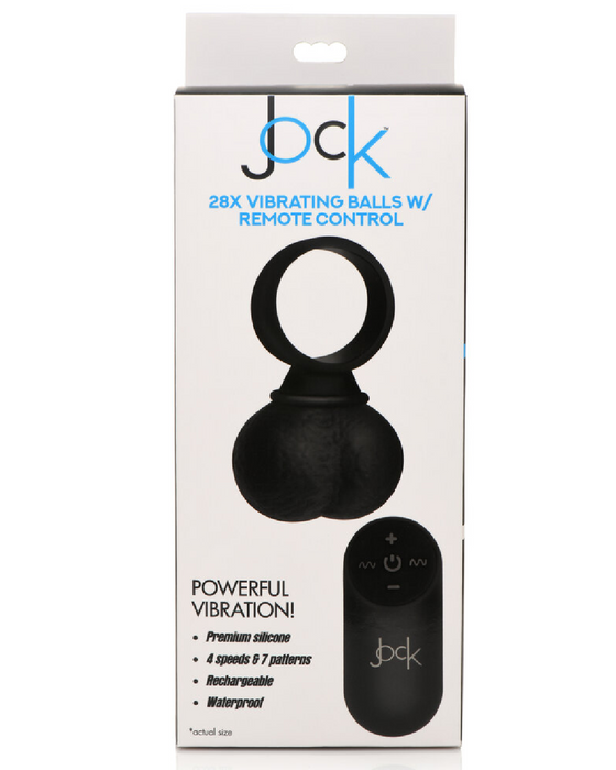 Jock Vibrating Silicone Balls with Remote L - Black box 