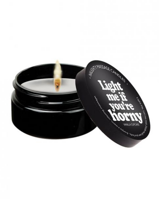 Light Me If You're Horny Mini Massage Candle - Vanilla Creme Scent 2 oz on a white background