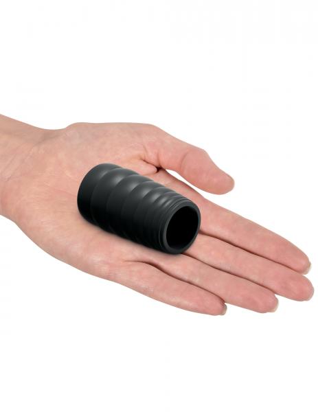 Sir Richard's Control Tapered Silicone Erection Enhancer Black in hand