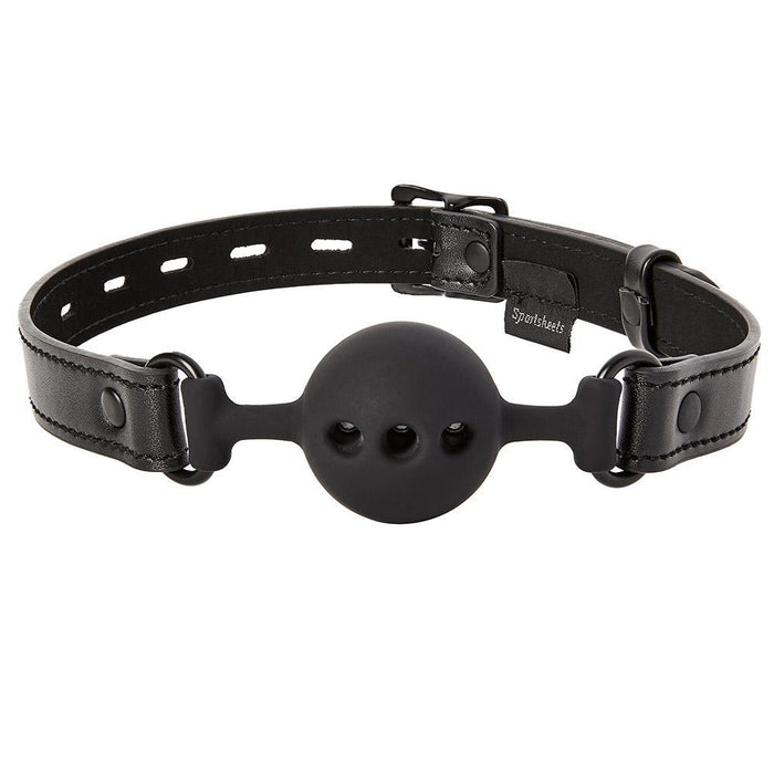 Saffron Vegan Leather Breathable Ball Gag by Sportsheets FRONT VIEW