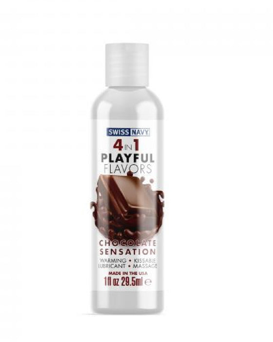 Playful Flavors Wild Chocolate 1 oz bottle of  4 in 1 Warming Lubricant