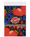 A colorful package of Trustex Latex Dental Dam - Strawberry, designed for STDs protection, with a vibrant pattern of strawberries and kiwi slices in the background, and an illustration of a pair of lips on.