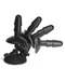 A black multi-directional hands-free car mount with Vac-U-Lock Deluxe Suction Cup Plug Dildo Mount base for holding devices by Doc Johnson.