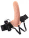 Vibrating Hollow Strap On Dildo 8 Inches - Beige 