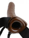 Vibrating Hollow Strap On Dildo 8 Inches brown inside view
