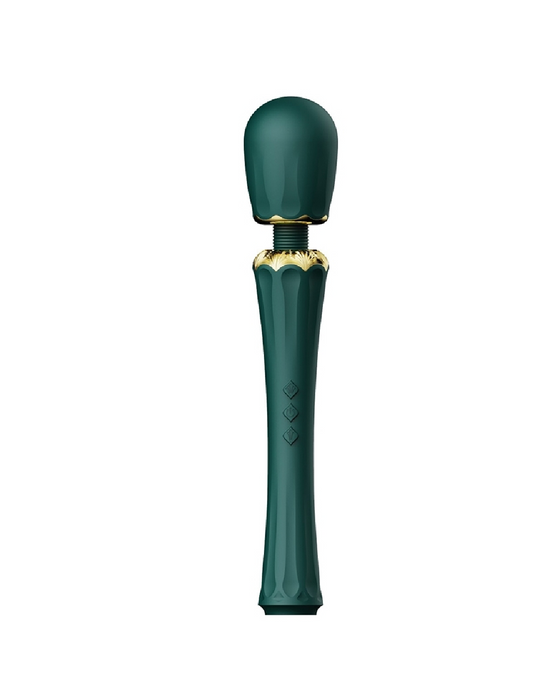 Zalo Kyro Green Powerful Wand Vibrator with gold accents 