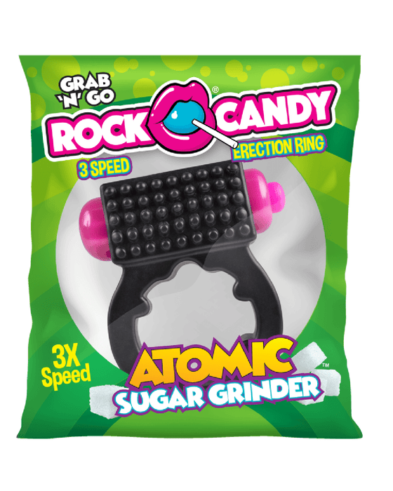 Rock Candy Cock Ring Atomic Sugar Grinder Vibrating Cock Ring - Black