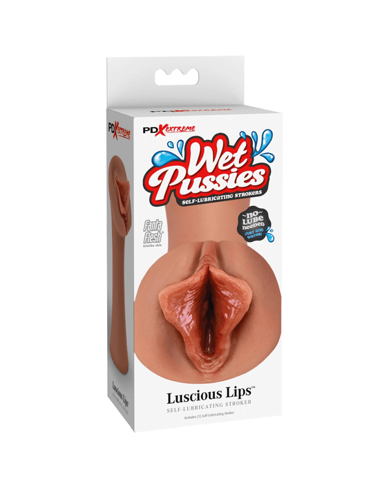Pipedream Products Masturbator Luscious Lips Wet Pussy Self Lubricating Masturbator - Caramel