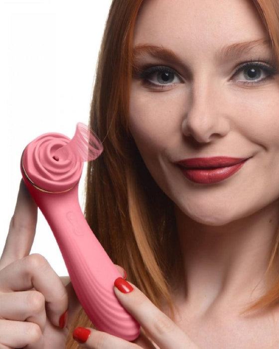 XR Brands Vibrator Passion Petals Double Ended Pleasure Air Rose Vibrator - Pink