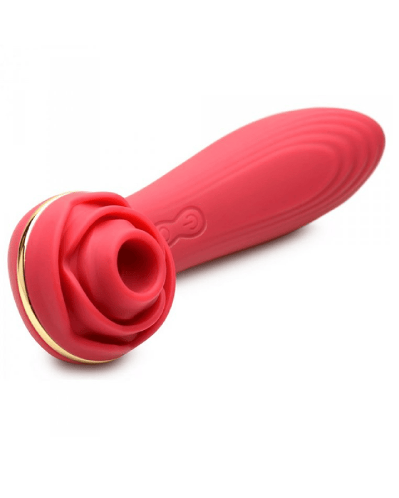 XR Brands Vibrator Passion Petals Double Ended Pleasure Air Rose Vibrator - Red