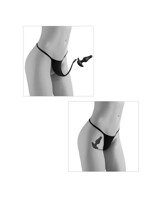 Hookup Panties Crotchless Love Garter & Butt Plug - Size XL-XXL illustration of how the plug works
