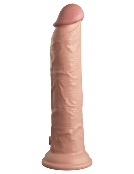 King Cock Elite 9" Vibrating Silicone Dual Density Dildo with Remote  - Vanilla side view of the thick shaft