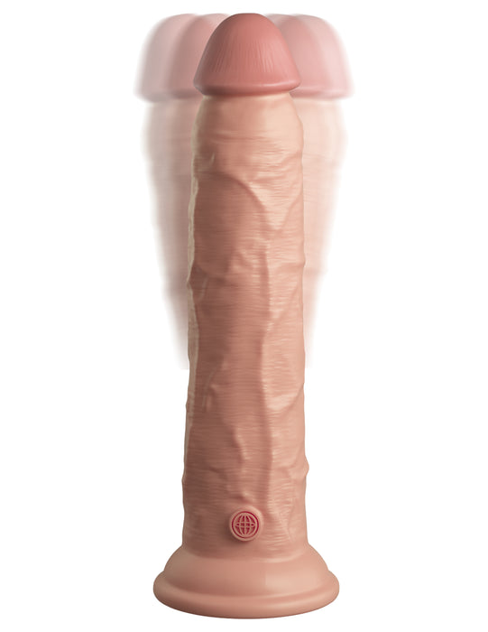 King Cock Elite 9" Vibrating Silicone Dual Density Dildo with Remote  - Vanilla showing vibration