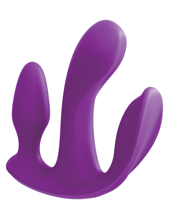 3Some Total Ecstasy Silicone Remote Controlled Double Penetration Vibrator - Purple