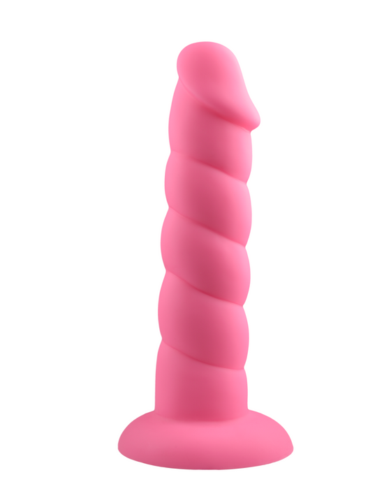 Suga Daddy 8 Inch Swirled Pink Silicone Dildo