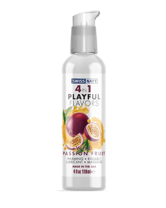 Swiss Navy Lubricant Playful Flavors Wild Passion Fruit 4 in 1 Warming Lubricant 4 oz bottle 