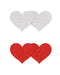 NS Novelties Pasties Pretty Pasties Silver and Red Glitter Hearts  - Set of 2