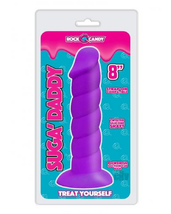 Suga Daddy 8 Inch Swirled Purple Silicone Dildo package