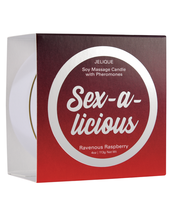 Sex-A-Licious Pheromone Massage Candle - Raspberry Scent front of package