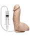 Squirting Realistic Cock 7.4 Inch Ejaculating Suction Cup Dildo  - Vanilla against a white background in profile showing the dildo and the tubing plus syringe