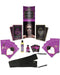 A collection of adult novelty items including Kama Sutra Surprise Me Erotic Play Set, blindfold, and massage oils.