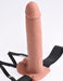 Fetish Fantasy Series Vibrating 10 Inch Hollow Rechargeable Strap-On with Remote - Caramel close up side view