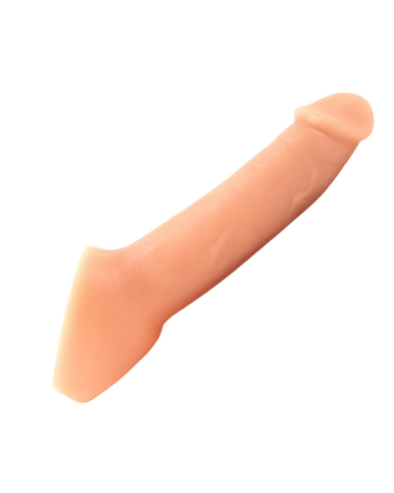 Vixen Ride On 6.25 Inch Silicone Penis Extension - Vanilla side view on white background